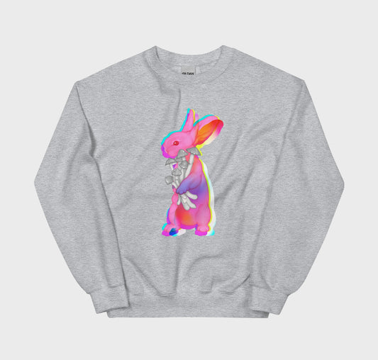 The Psilocybin Rabbit Silver Unisex Sweatshirt