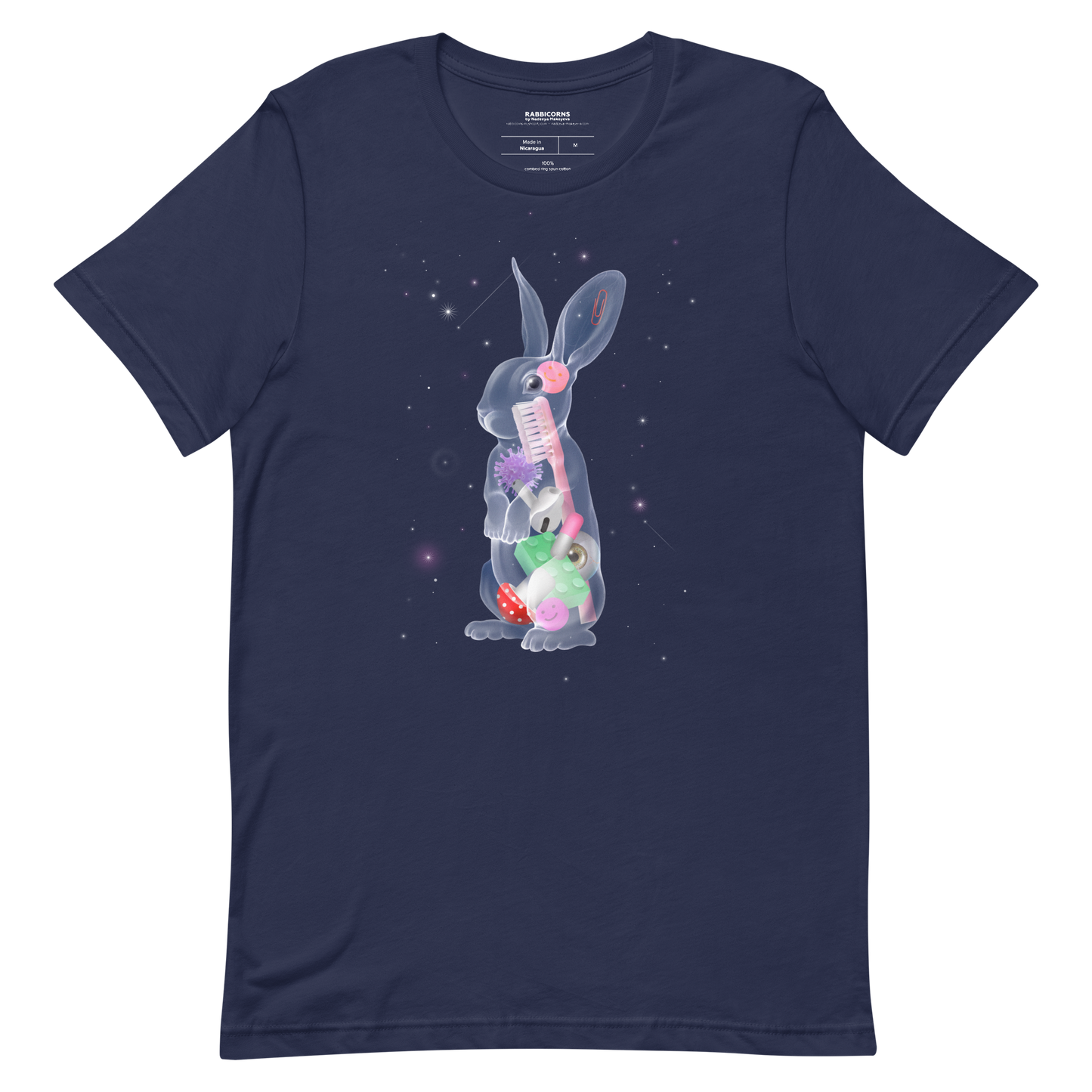 The Atomic Rabbit Navy Short-Sleeve Unisex T-Shirt